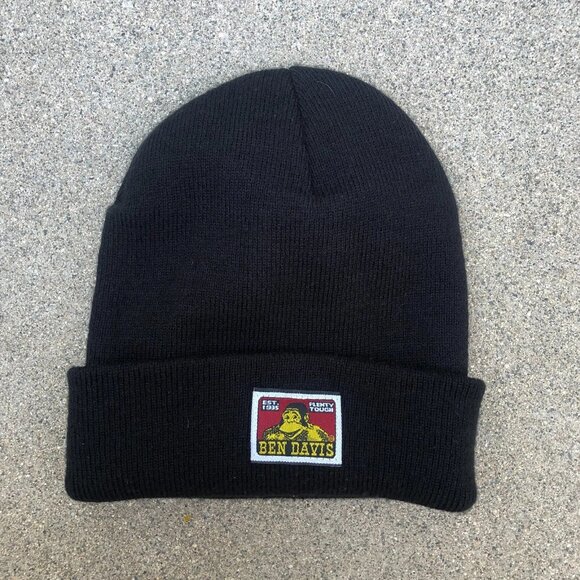 BEN DAVIS USA Beanie Hat Black Cuffed Cap Acrylic One Size - Picture 1 of 5